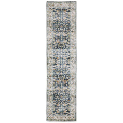Oriental Weavers Charleston CHA05 traditional rug featuring decorative pattern in blue/ gold tones