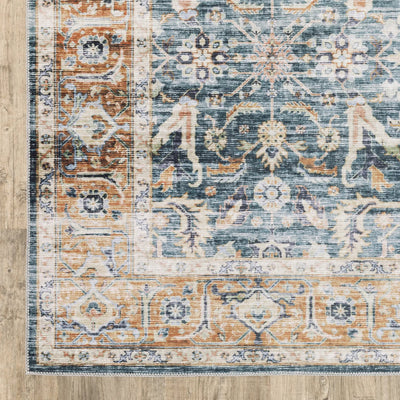 Charleston CHA06 Blue/ Rust Area Rug by Oriental Weavers