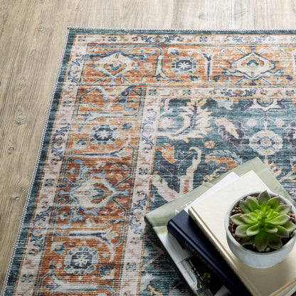 Oriental Weavers Charleston CHA06 traditional rug featuring decorative pattern in blue/ rust tones