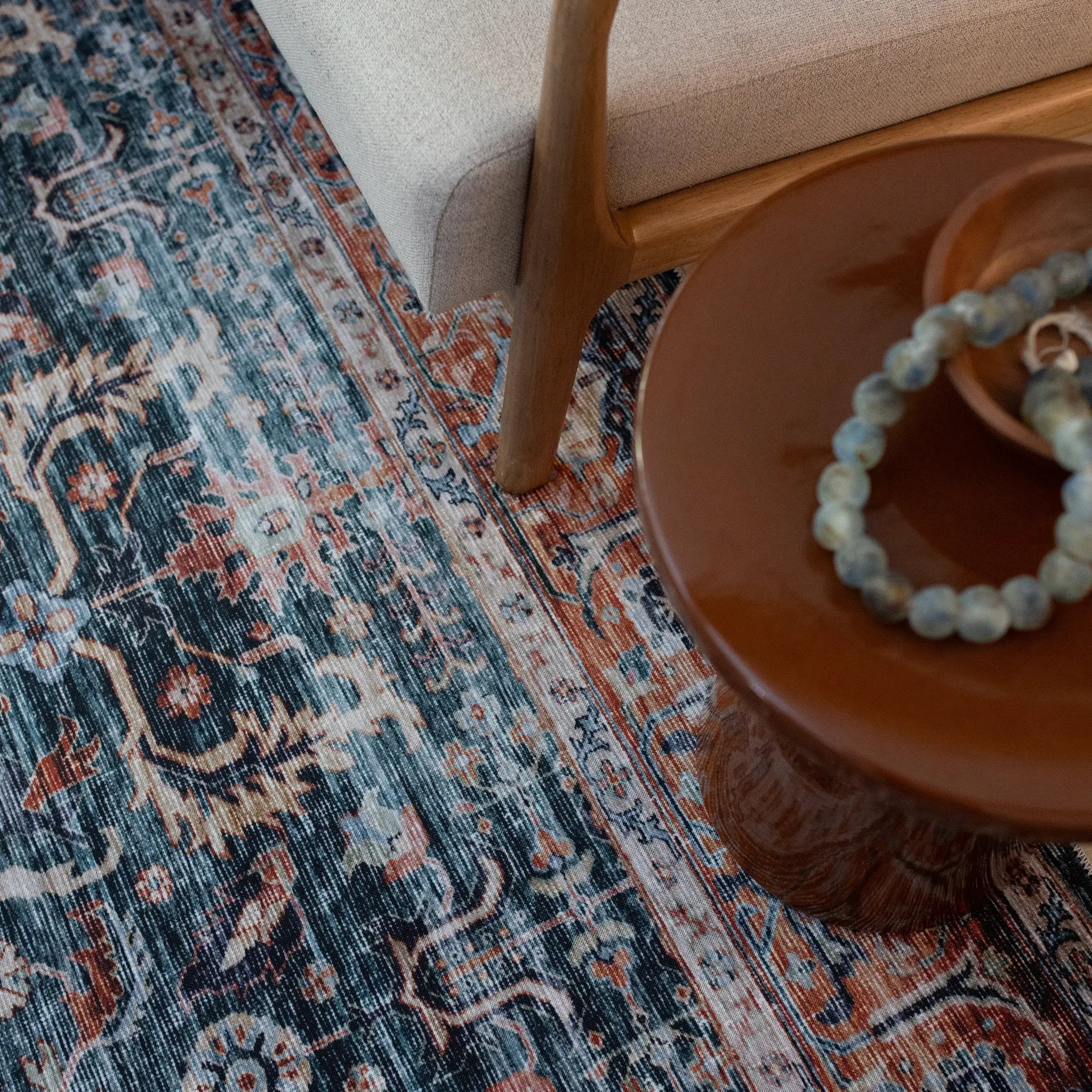 Charleston CHA06 Blue/ Rust Area Rug by Oriental Weavers