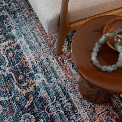 Charleston CHA06 Blue/ Rust Area Rug by Oriental Weavers