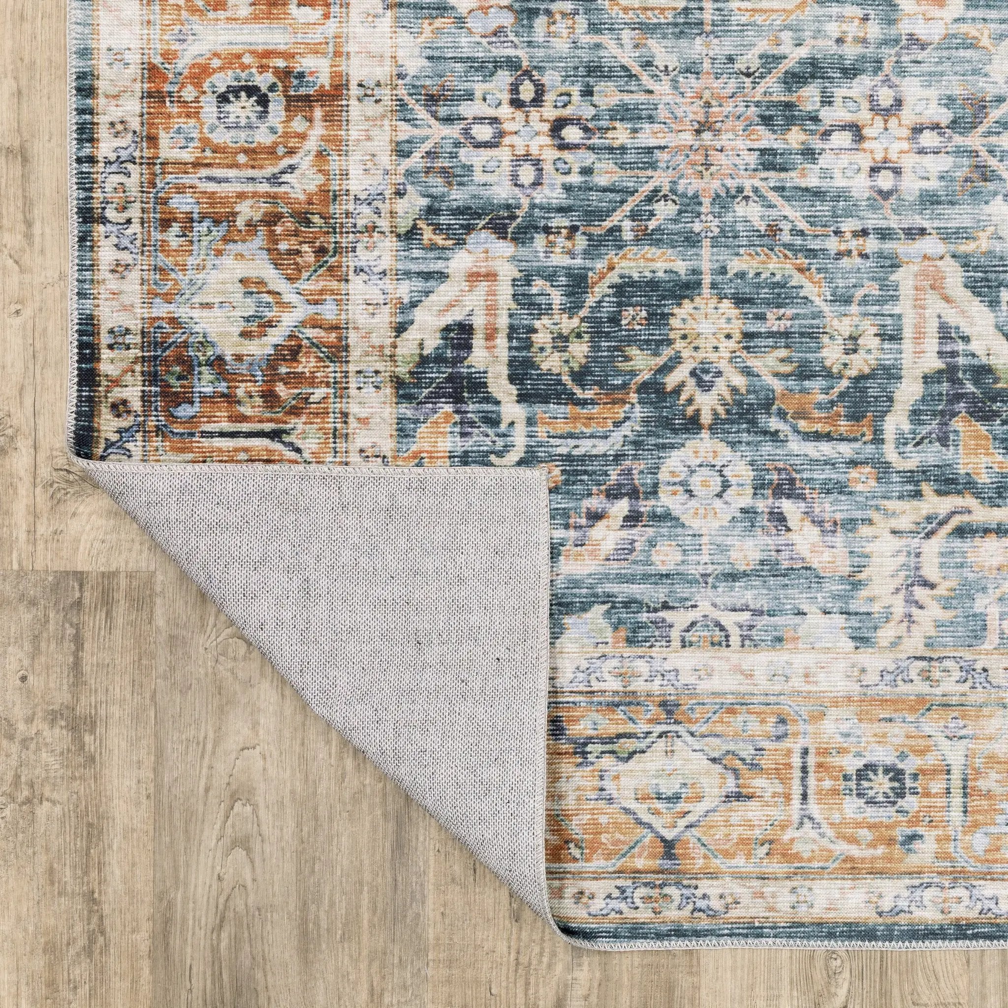 Charleston CHA06 Blue/ Rust Area Rug by Oriental Weavers