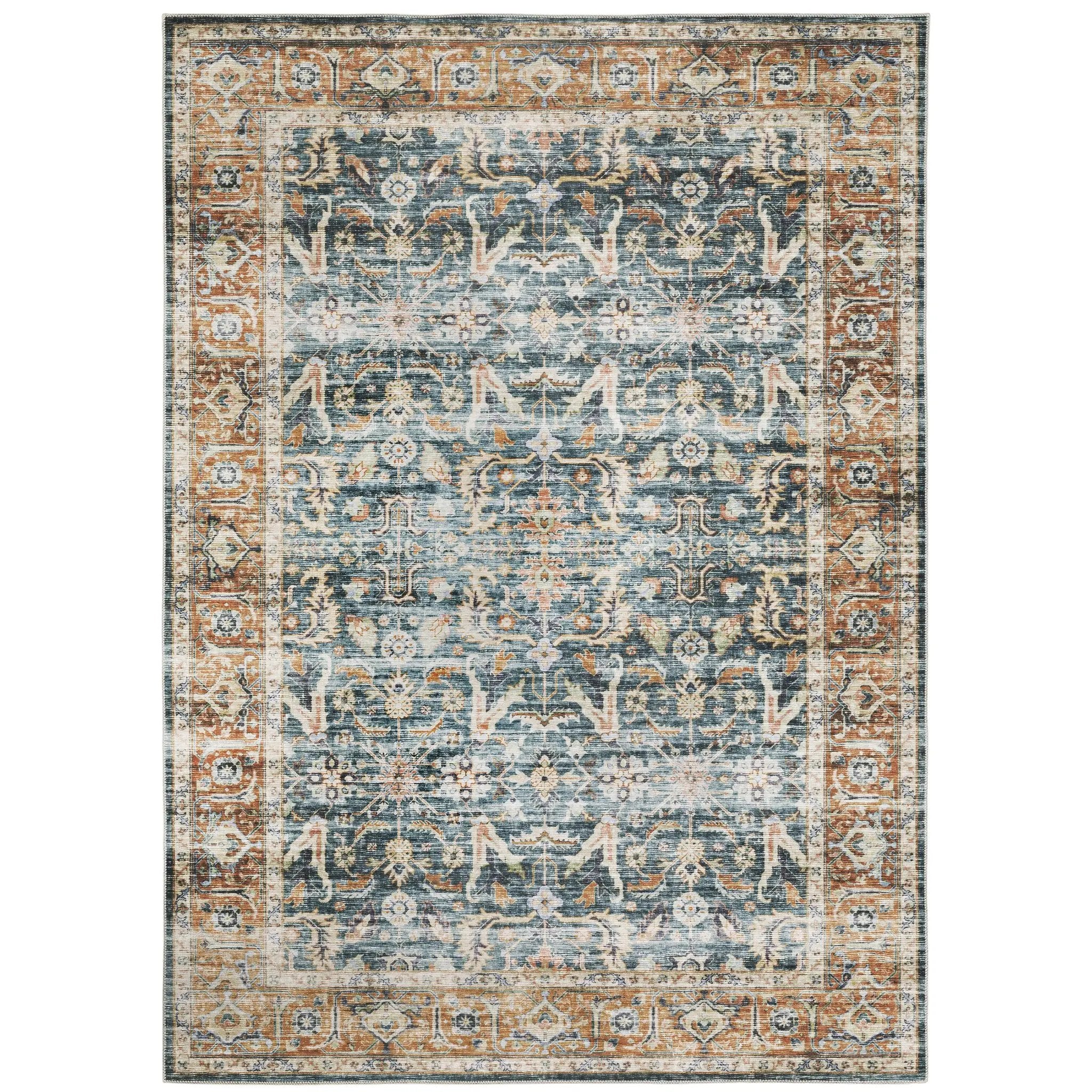 Charleston CHA06 Blue/ Rust Area Rug by Oriental Weavers