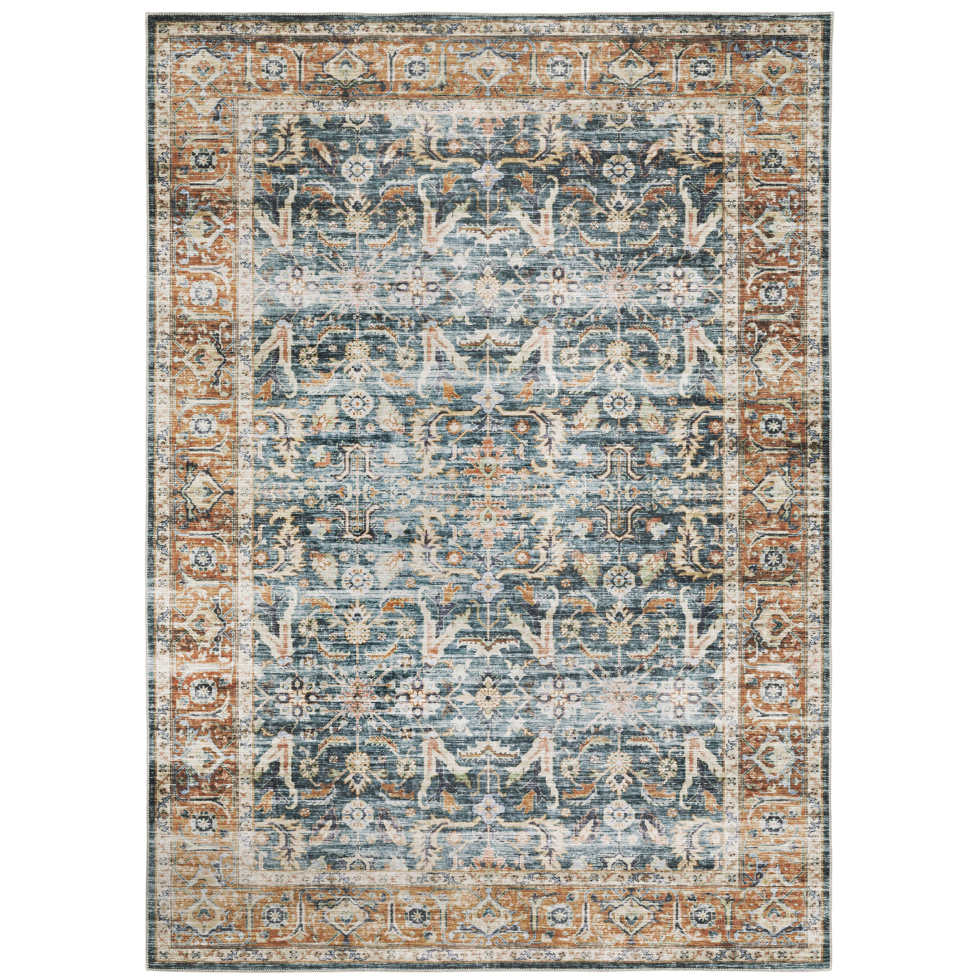 Oriental Weavers Charleston CHA06 traditional rug featuring decorative pattern in blue/ rust tones