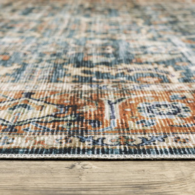 Charleston CHA06 Blue/ Rust Area Rug by Oriental Weavers