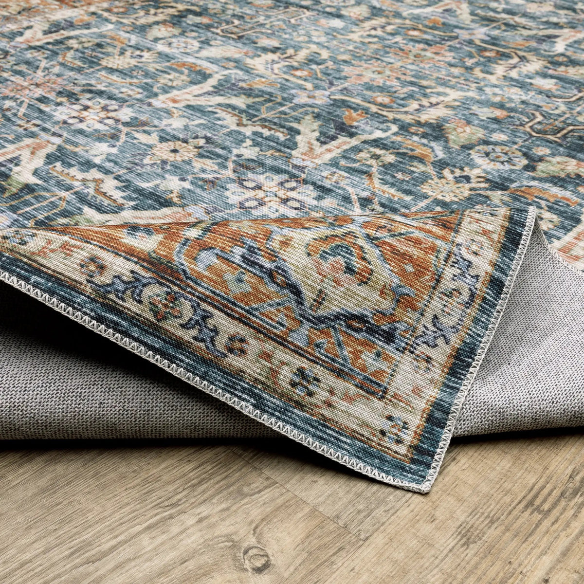 Charleston CHA06 Blue/ Rust Area Rug by Oriental Weavers