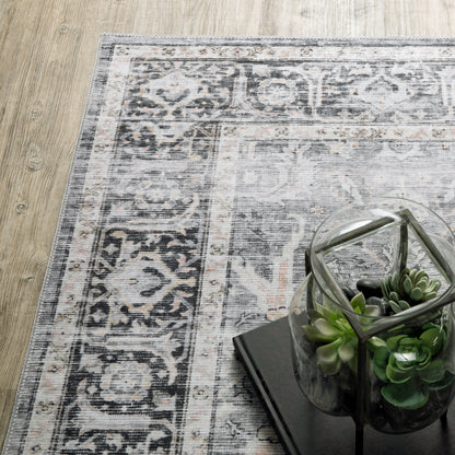 Oriental Weavers Charleston CHA07 traditional rug featuring decorative pattern in charcoal/ grey tones