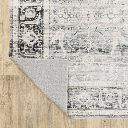 Oriental Weavers Charleston CHA07 traditional rug featuring decorative pattern in charcoal/ grey tones