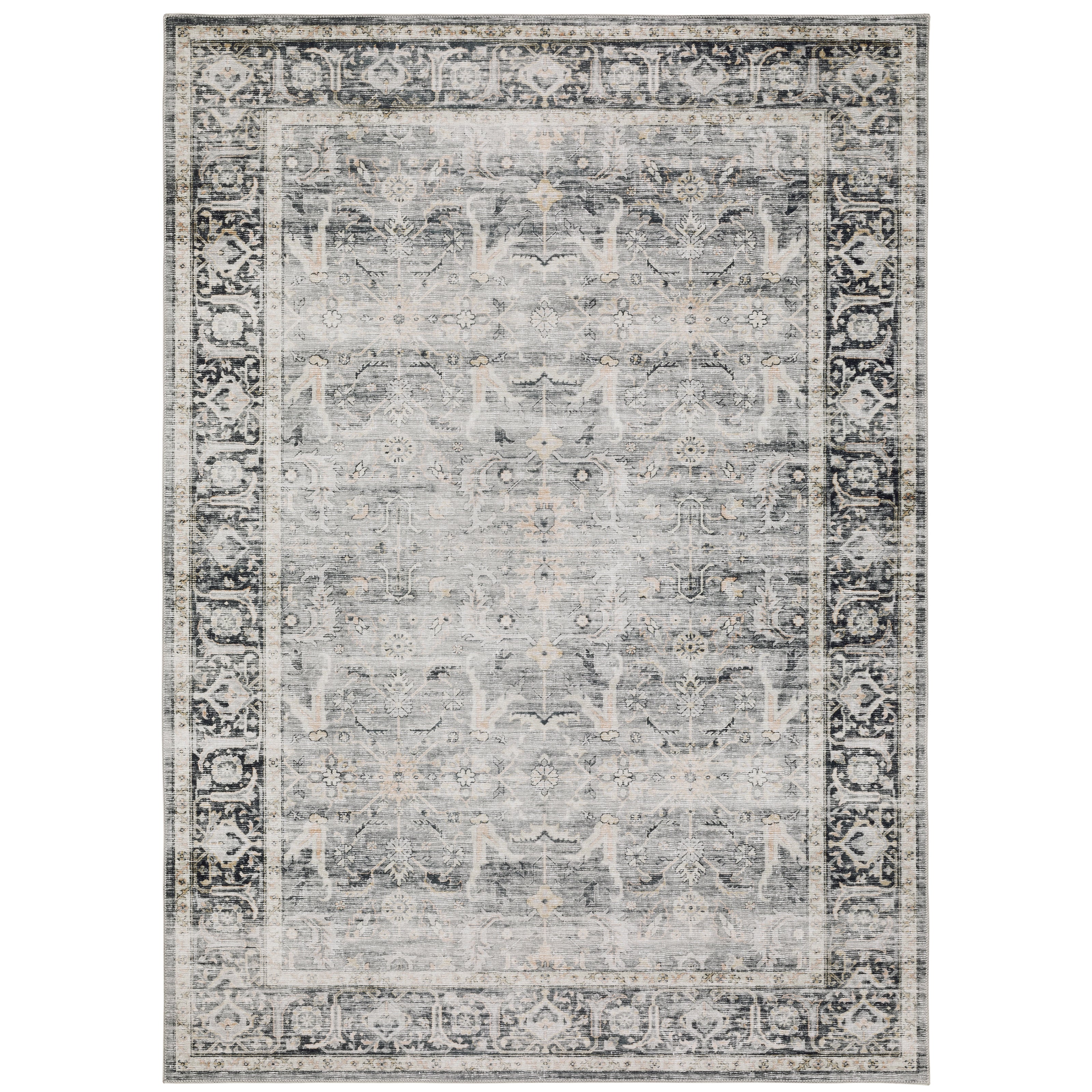 Oriental Weavers Charleston CHA07 traditional rug featuring decorative pattern in charcoal/ grey tones