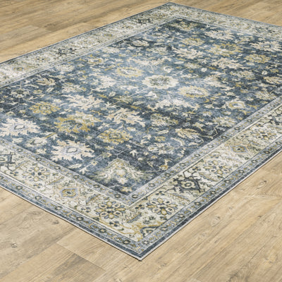 Oriental Weavers Charleston CHA08 traditional rug featuring decorative pattern in blue/ gold tones