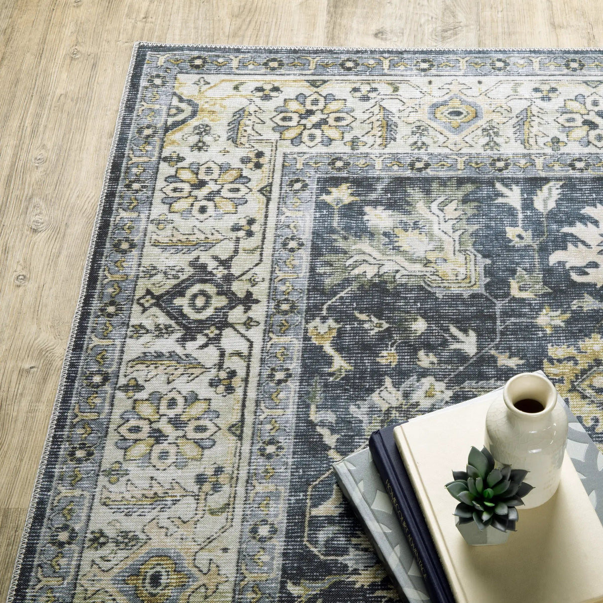 Charleston CHA08 Blue/ Gold Area Rug by Oriental Weavers