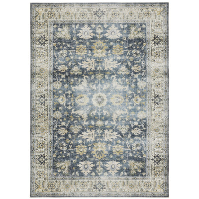Oriental Weavers Charleston CHA08 traditional rug featuring decorative pattern in blue/ gold tones