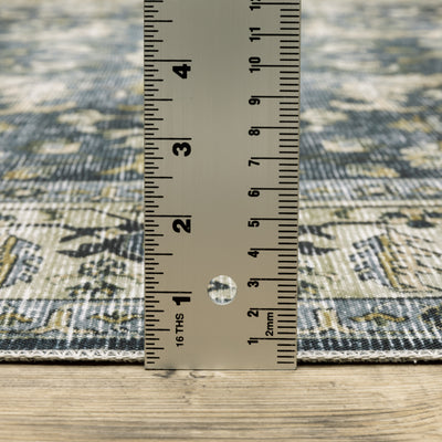 Oriental Weavers Charleston CHA08 traditional rug featuring decorative pattern in blue/ gold tones