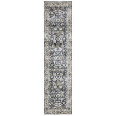 Oriental Weavers Charleston CHA08 traditional rug featuring decorative pattern in blue/ gold tones