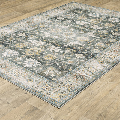 Oriental Weavers Charleston CHA09 traditional rug featuring decorative pattern in charcoal/ gold tones