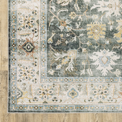 Oriental Weavers Charleston CHA09 traditional rug featuring decorative pattern in charcoal/ gold tones