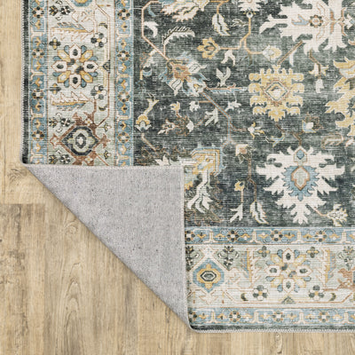 Oriental Weavers Charleston CHA09 traditional rug featuring decorative pattern in charcoal/ gold tones