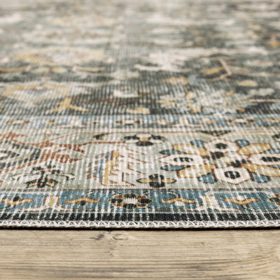 Oriental Weavers Charleston CHA09 traditional rug featuring decorative pattern in charcoal/ gold tones