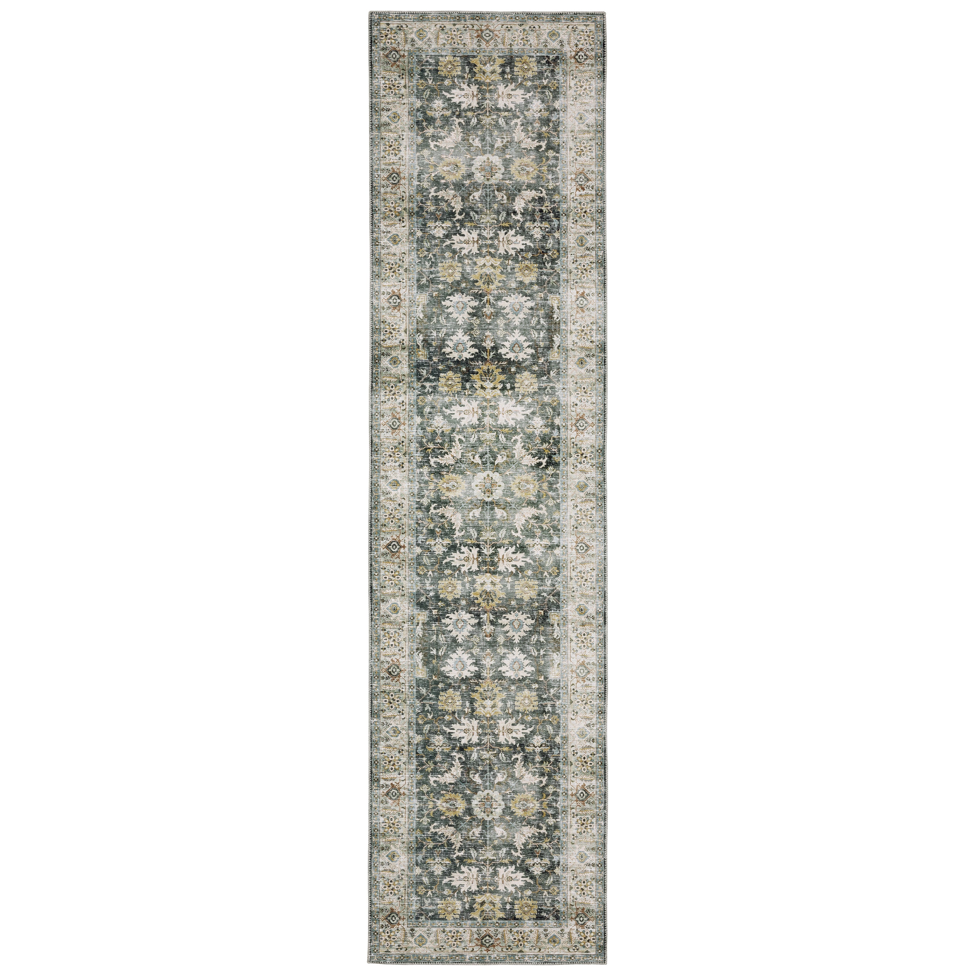 Oriental Weavers Charleston CHA09 traditional rug featuring decorative pattern in charcoal/ gold tones