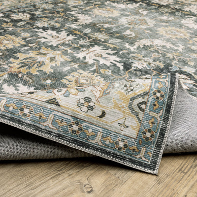 Oriental Weavers Charleston CHA09 traditional rug featuring decorative pattern in charcoal/ gold tones