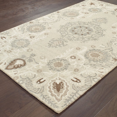 Oriental Weavers Craft 93000 soft traditional rug featuring decorative pattern in sand/ ash tones