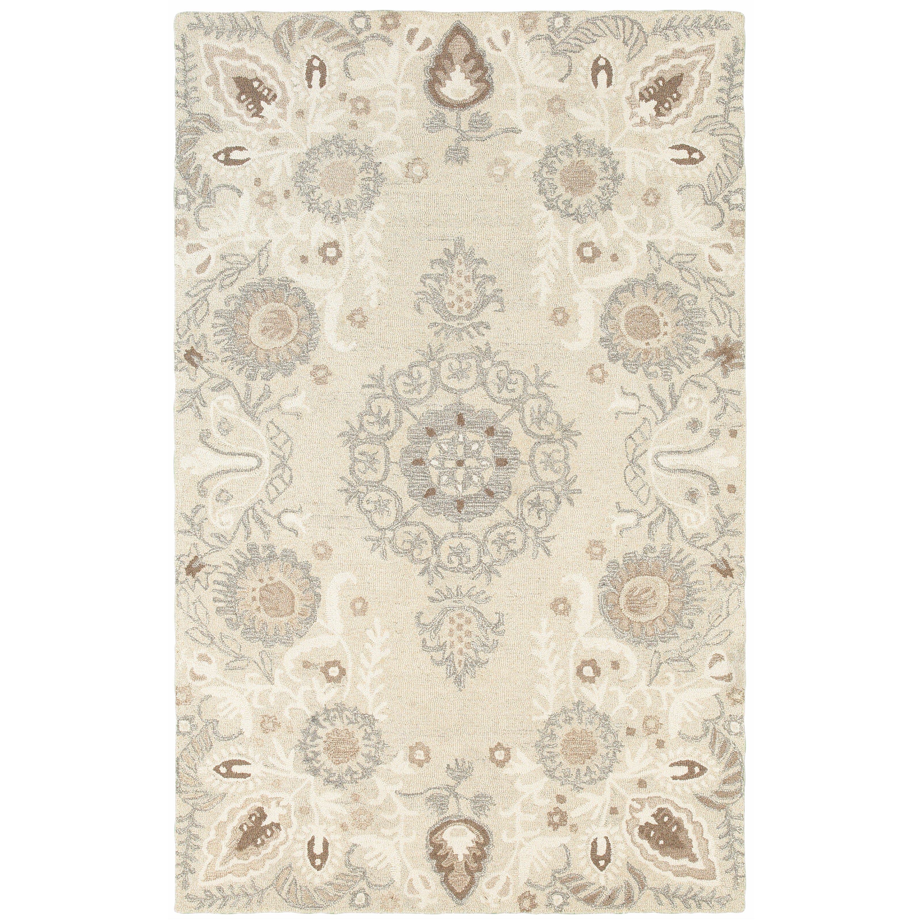 Oriental Weavers Craft 93000 soft traditional rug featuring decorative pattern in sand/ ash tones