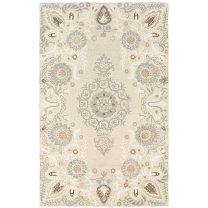 Oriental Weavers Craft 93000 soft traditional rug featuring decorative pattern in sand/ ash tones