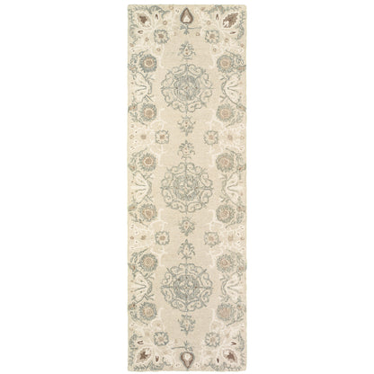 Oriental Weavers Craft 93000 soft traditional rug featuring decorative pattern in sand/ ash tones