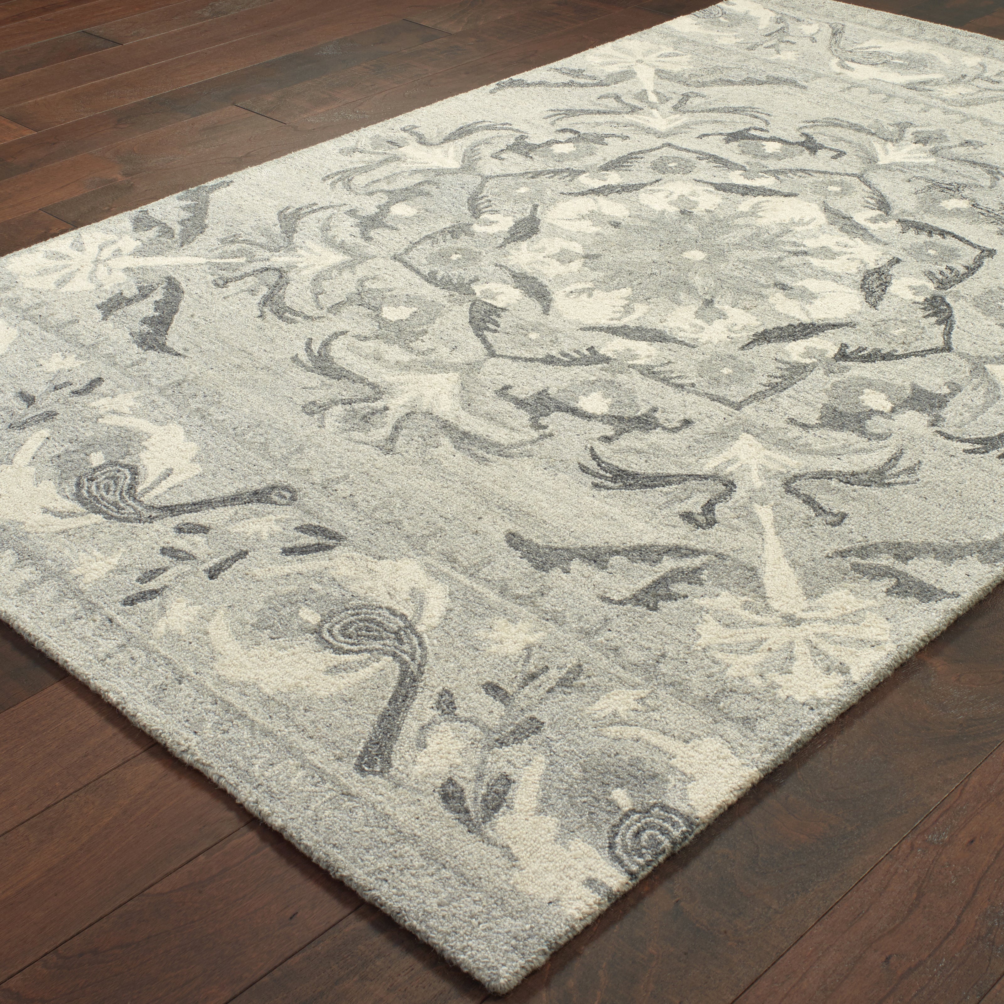 Oriental Weavers Craft 93001 soft traditional rug featuring decorative pattern in ash/ ivory tones