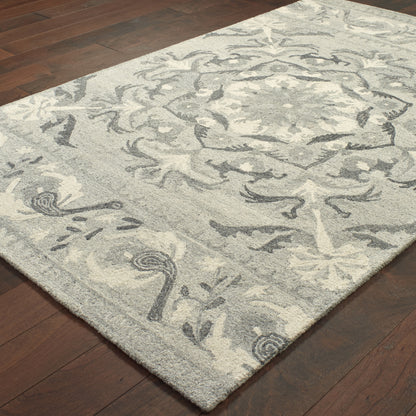 Oriental Weavers Craft 93001 soft traditional rug featuring decorative pattern in ash/ ivory tones