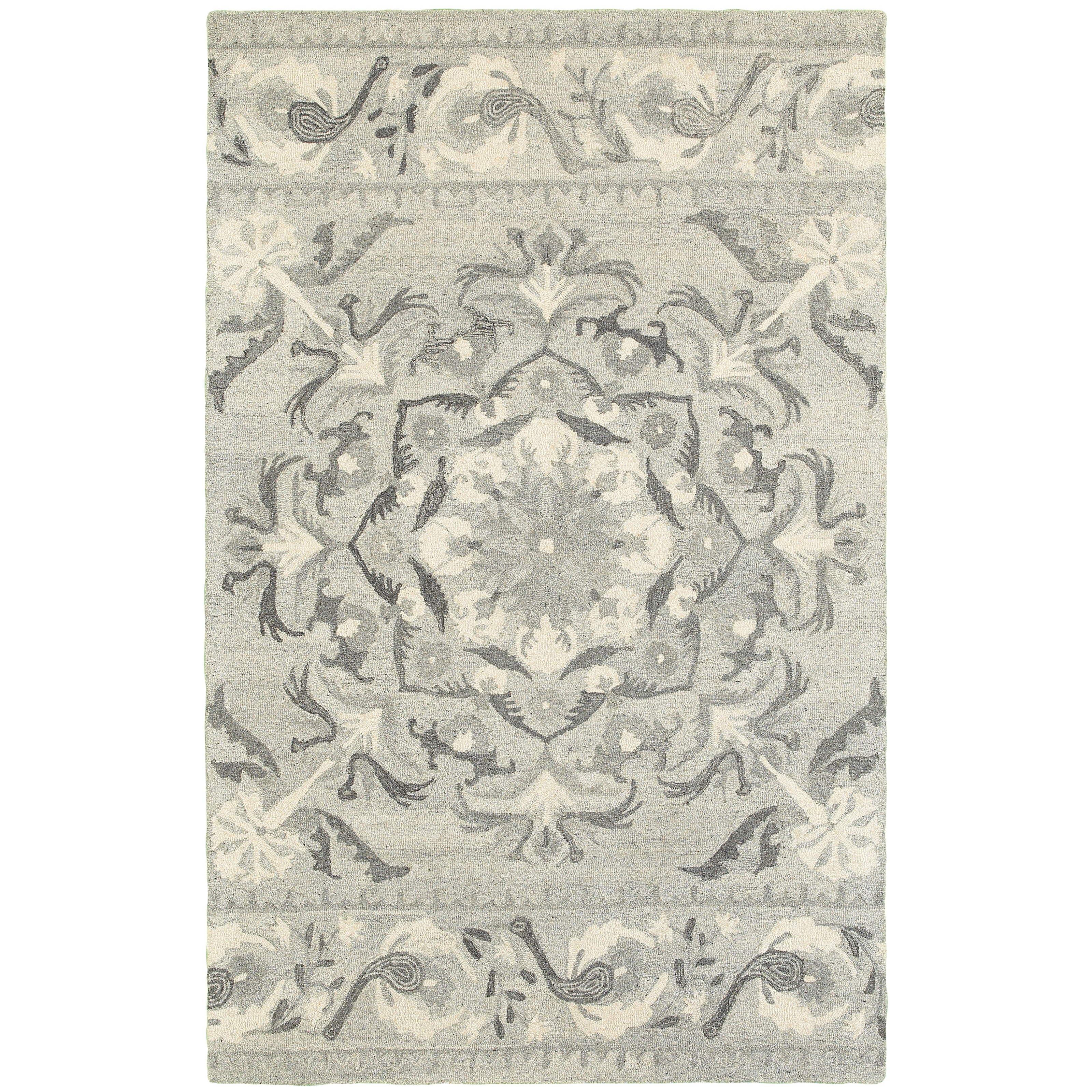 Oriental Weavers Craft 93001 soft traditional rug featuring decorative pattern in ash/ ivory tones