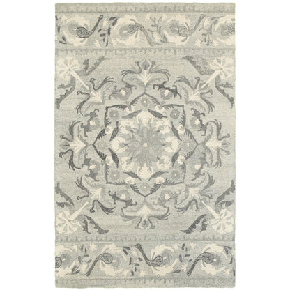 Oriental Weavers Craft 93001 soft traditional rug featuring decorative pattern in ash/ ivory tones