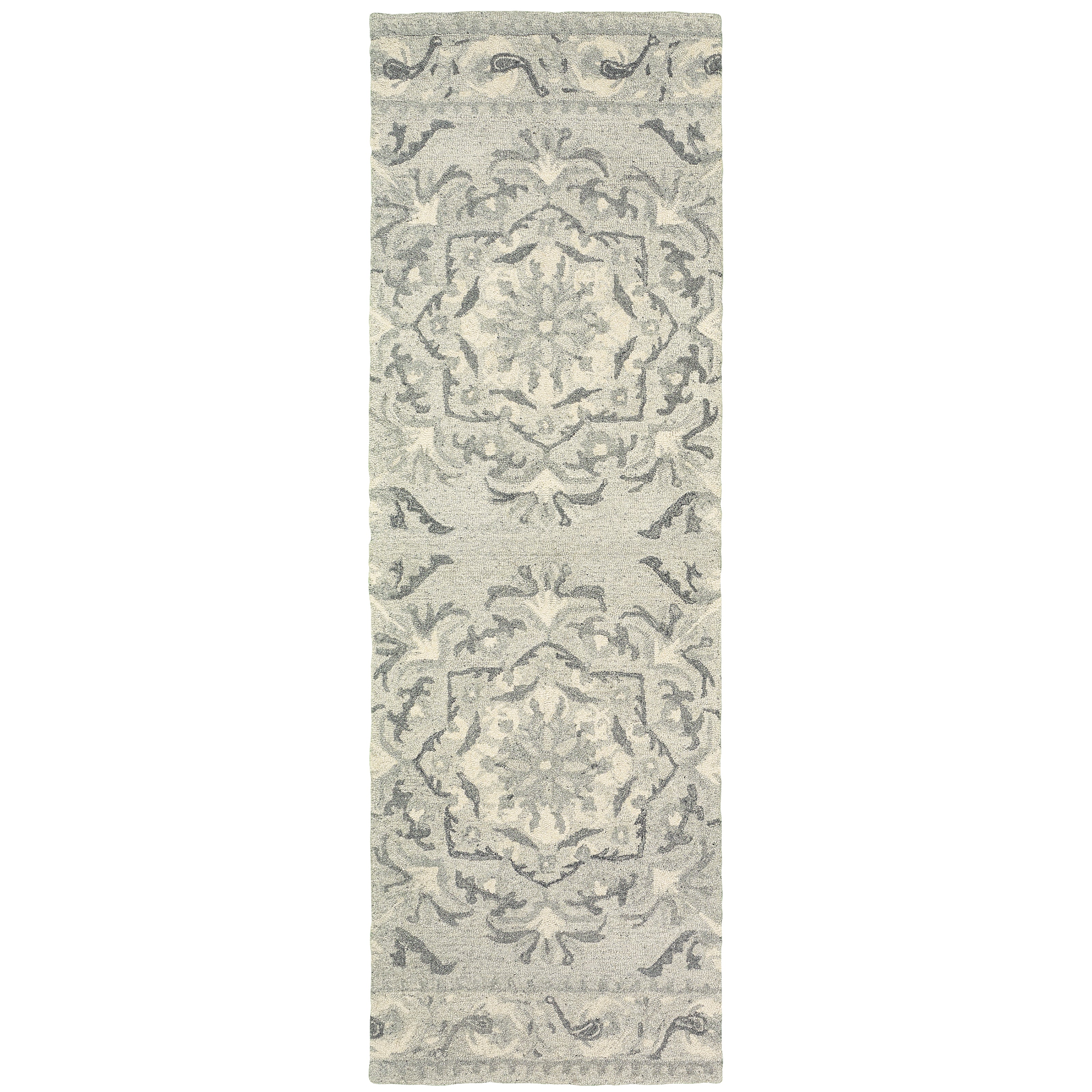 Oriental Weavers Craft 93001 soft traditional rug featuring decorative pattern in ash/ ivory tones