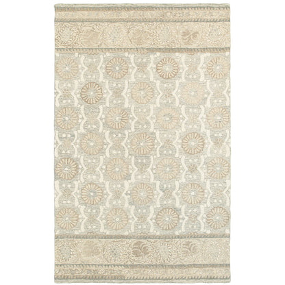 Oriental Weavers Craft 93002 soft traditional rug featuring decorative pattern in ash/ sand tones
