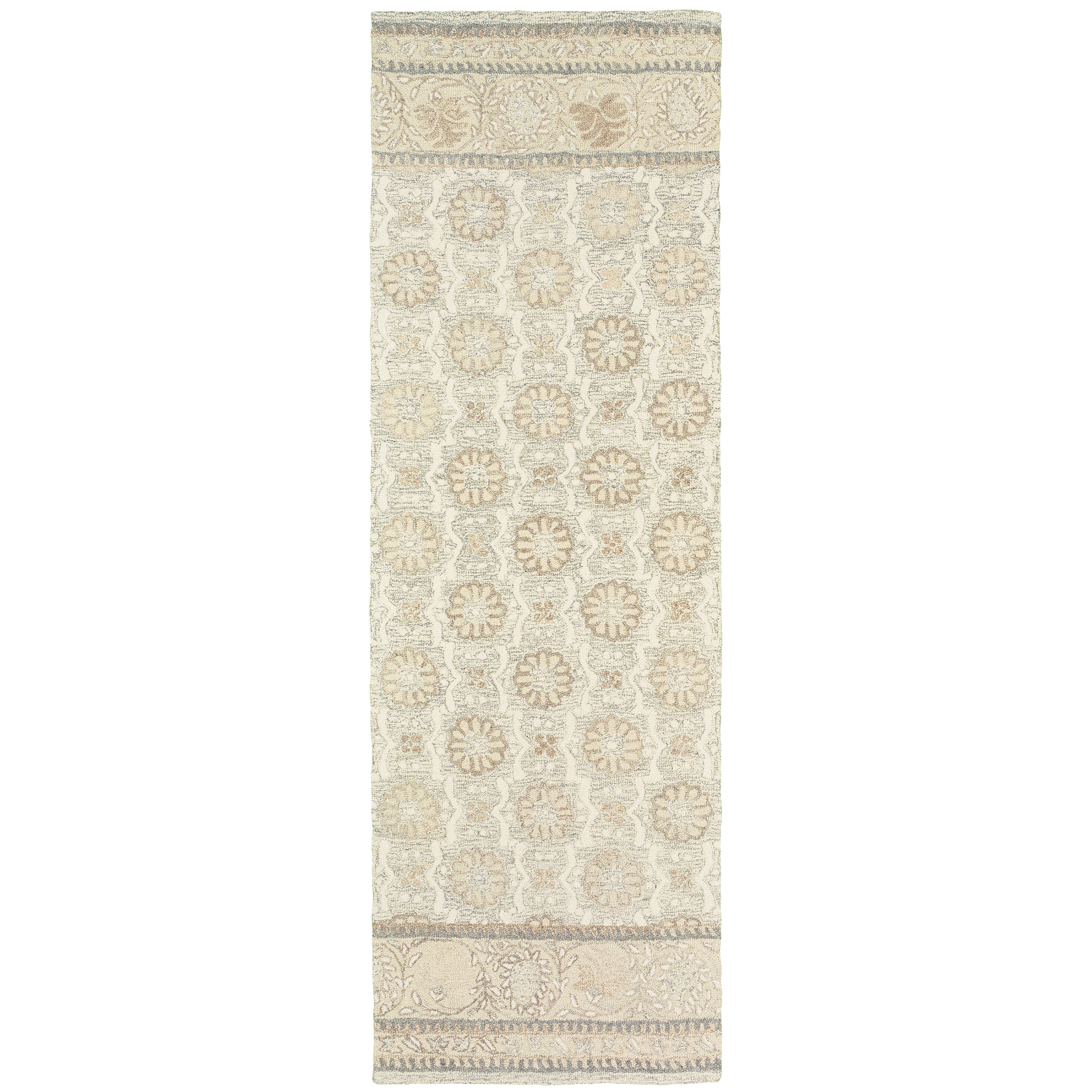 Oriental Weavers Craft 93002 soft traditional rug featuring decorative pattern in ash/ sand tones