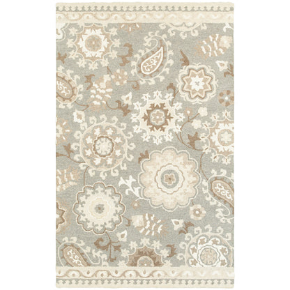 Oriental Weavers Craft 93003 soft traditional rug featuring decorative pattern in grey/ sand tones
