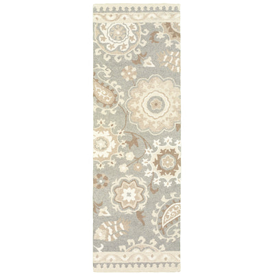 Oriental Weavers Craft 93003 soft traditional rug featuring decorative pattern in grey/ sand tones