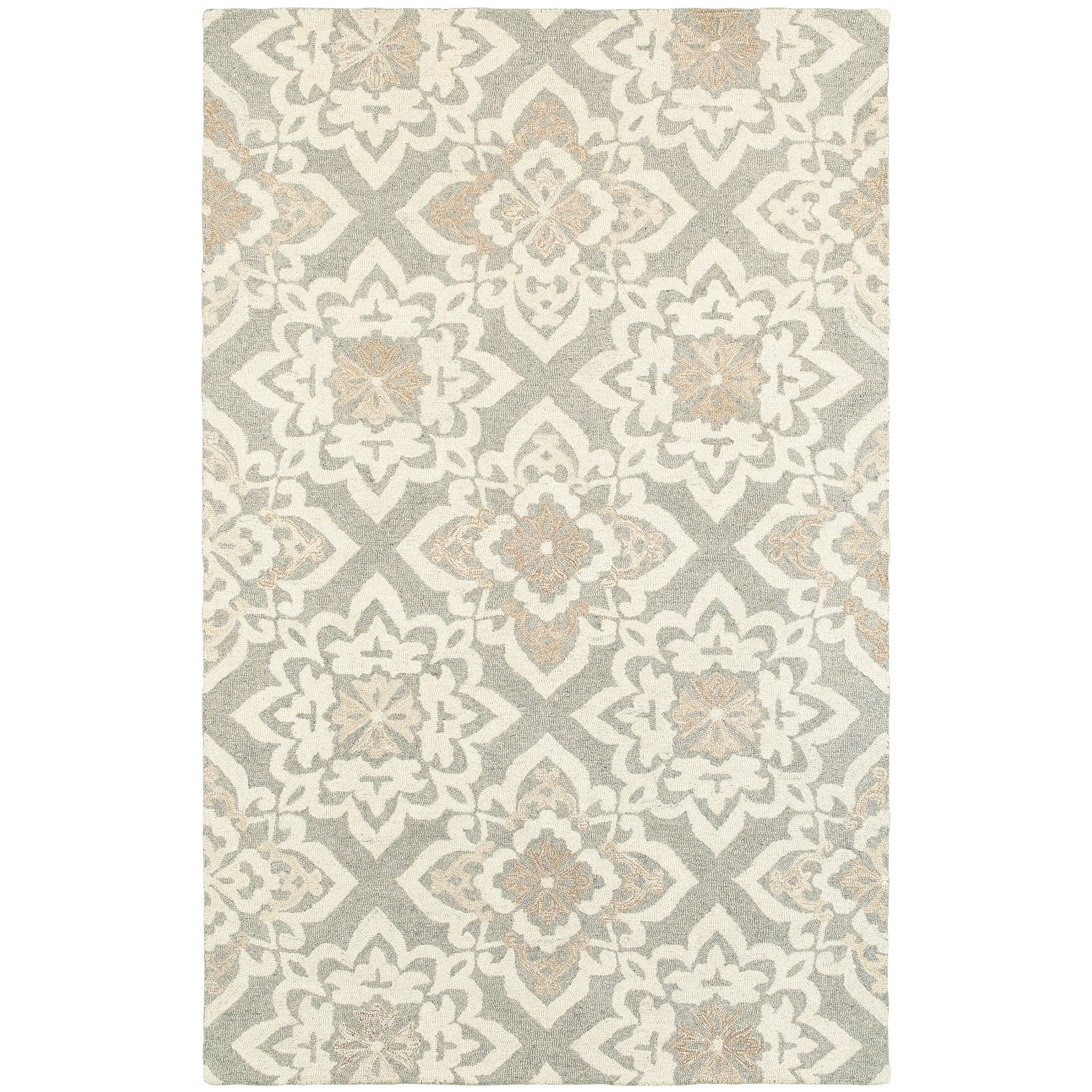 Oriental Weavers Craft 93004 soft traditional rug featuring decorative pattern in grey/ sand tones
