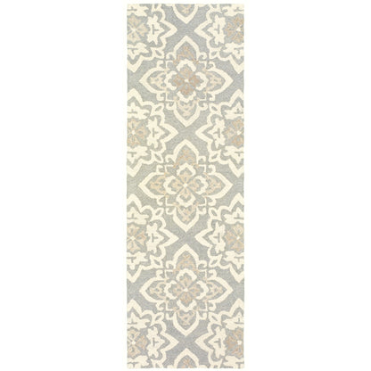 Oriental Weavers Craft 93004 soft traditional rug featuring decorative pattern in grey/ sand tones