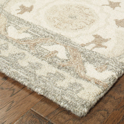 Oriental Weavers Craft 93005 soft traditional rug featuring decorative pattern in ivory/ grey tones