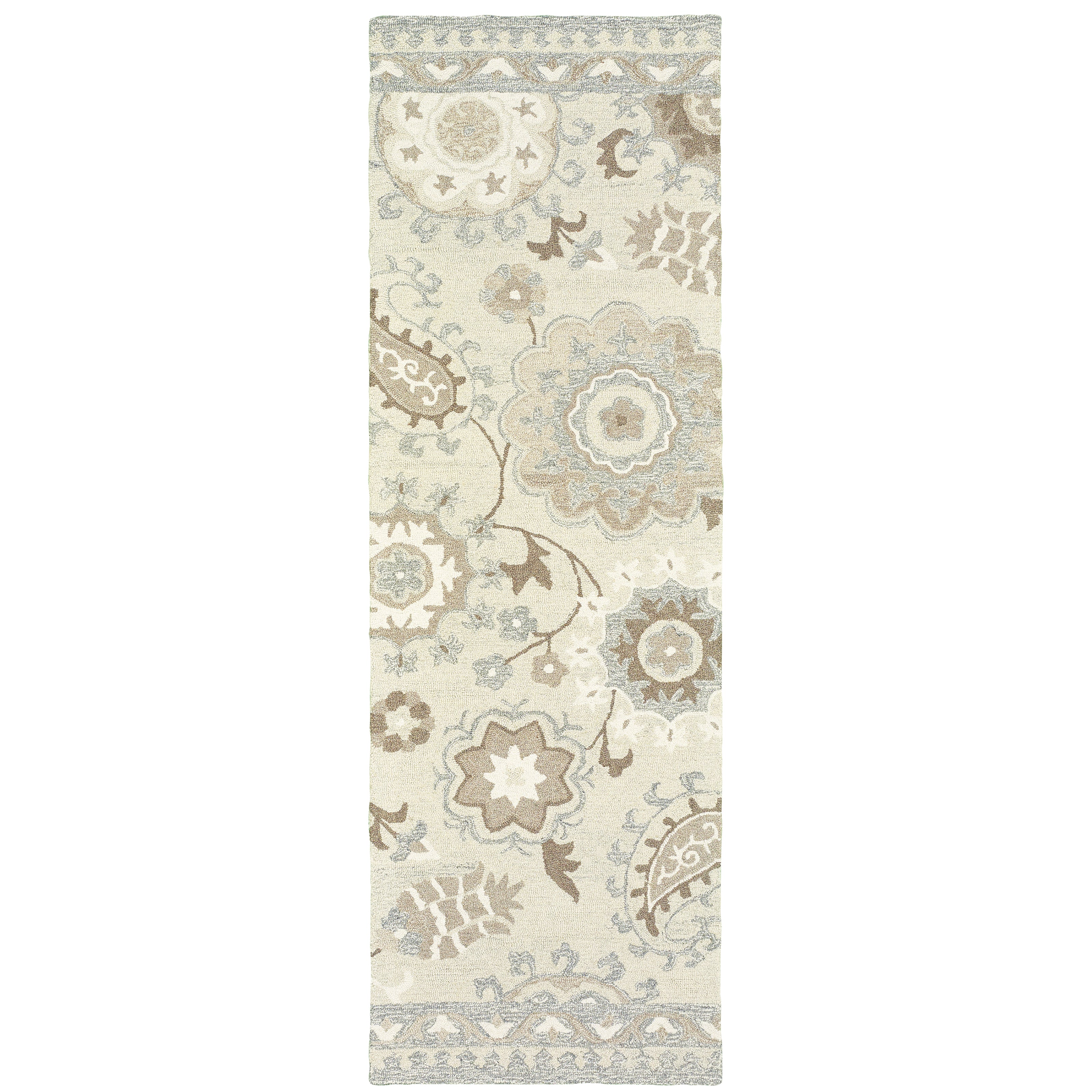 Oriental Weavers Craft 93005 soft traditional rug featuring decorative pattern in ivory/ grey tones