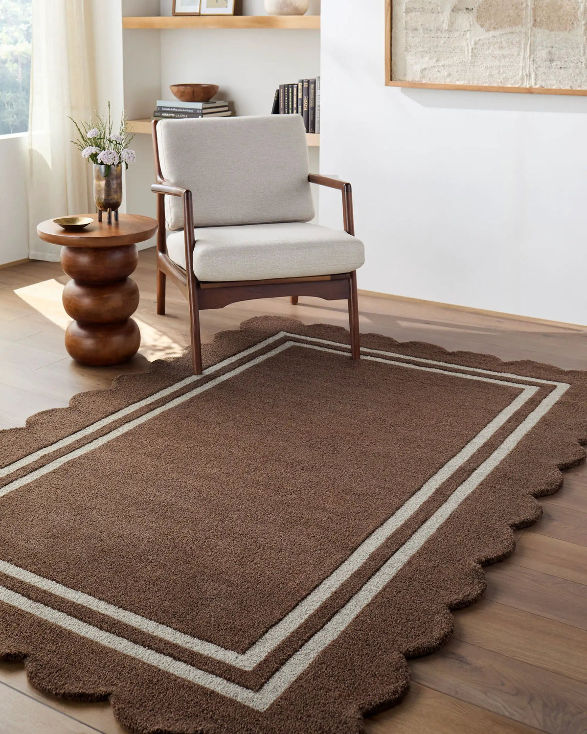 LIVABLISS Scalloped SCP-2300 Dark-Brown Area Rug