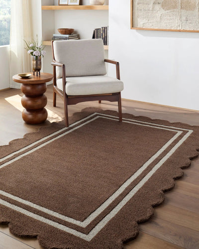 LIVABLISS Scalloped SCP-2300 Dark-Brown Area Rug