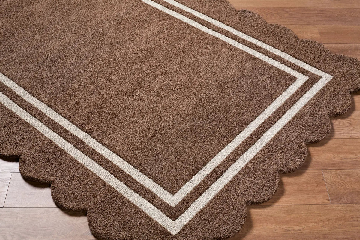 LIVABLISS Scalloped SCP-2300 Dark-Brown Area Rug