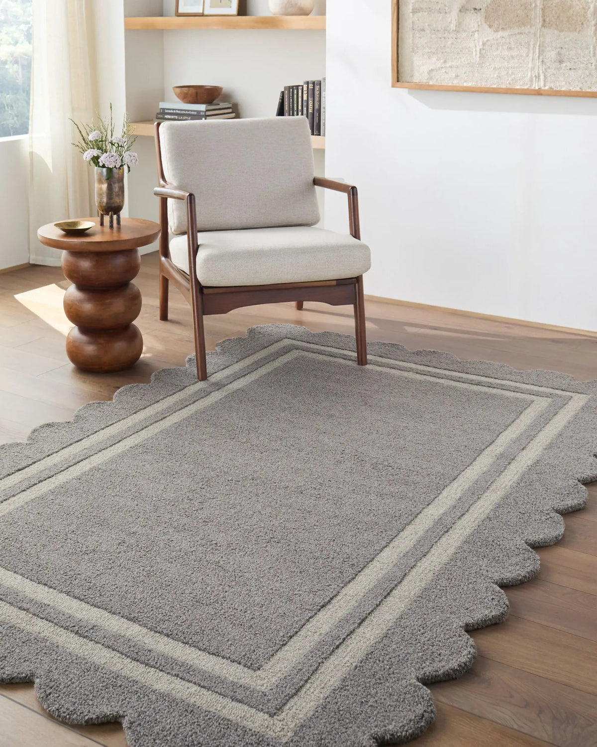 LIVABLISS Scalloped SCP-2304 Slate-Gray Area Rug