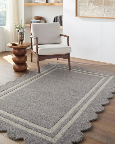 LIVABLISS Scalloped SCP-2304 Slate-Gray Area Rug