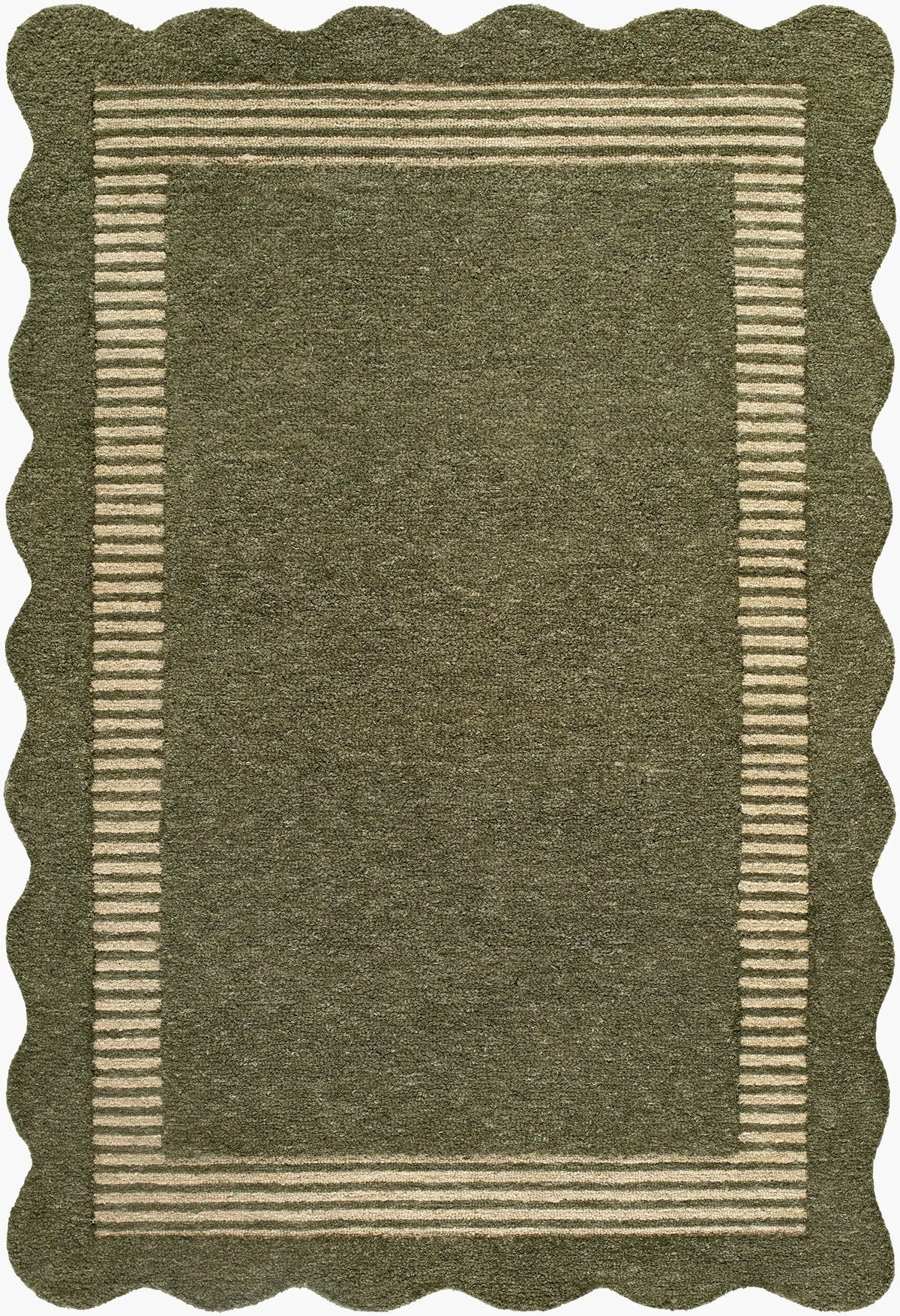 LIVABLISS Scalloped SCP-2308 Olive-Green Area Rug