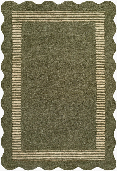 LIVABLISS Scalloped SCP-2308 Olive-Green Area Rug