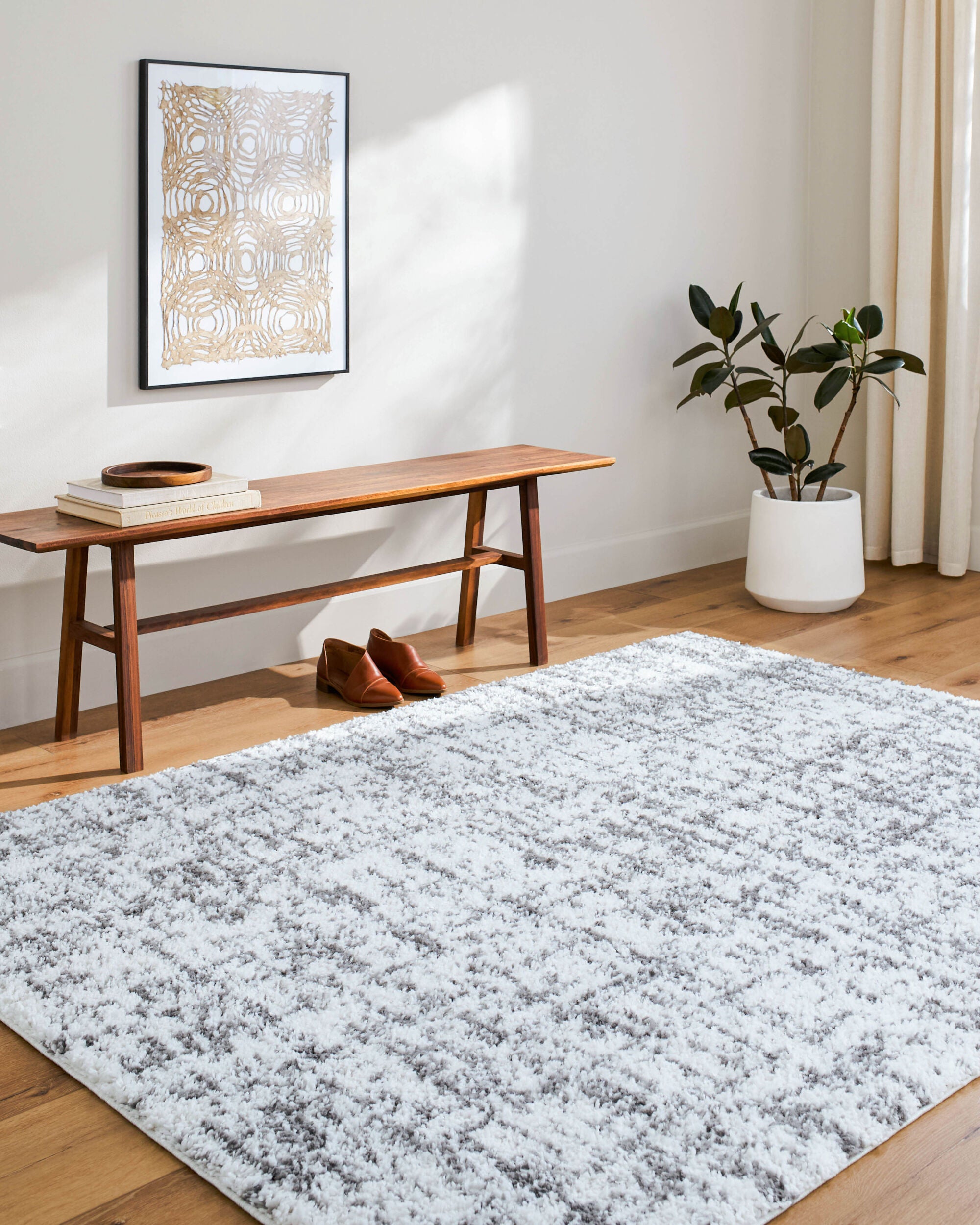 Surya Sacramento Shag SCS-2306 White Area Rug by LIVABLISS