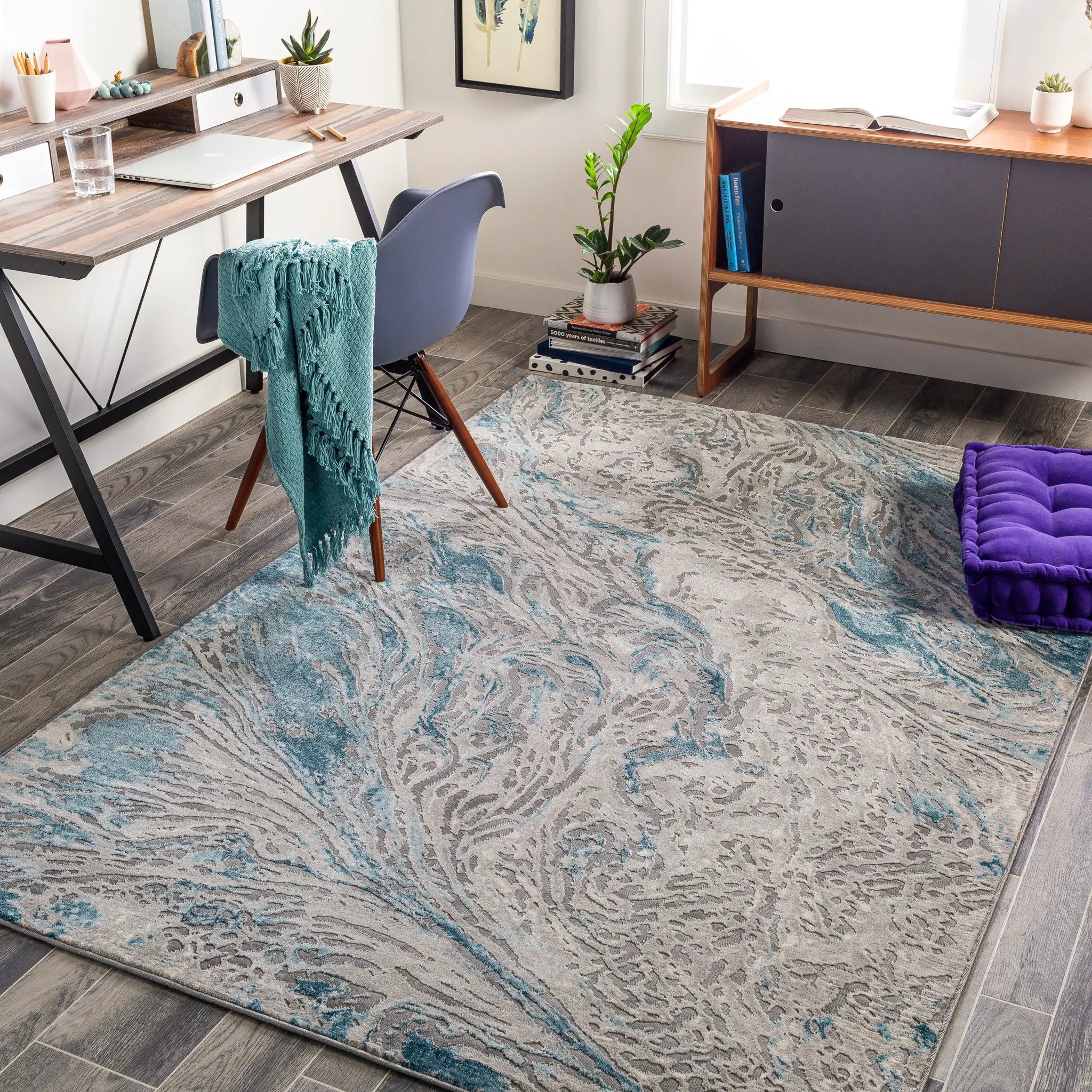 Tibetan TBT-2326 Teal Area Rug by LIVABLISS